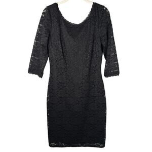 Laundry By Shelli Segal Black Lace 3/4 Sleeve Dress Women's 10